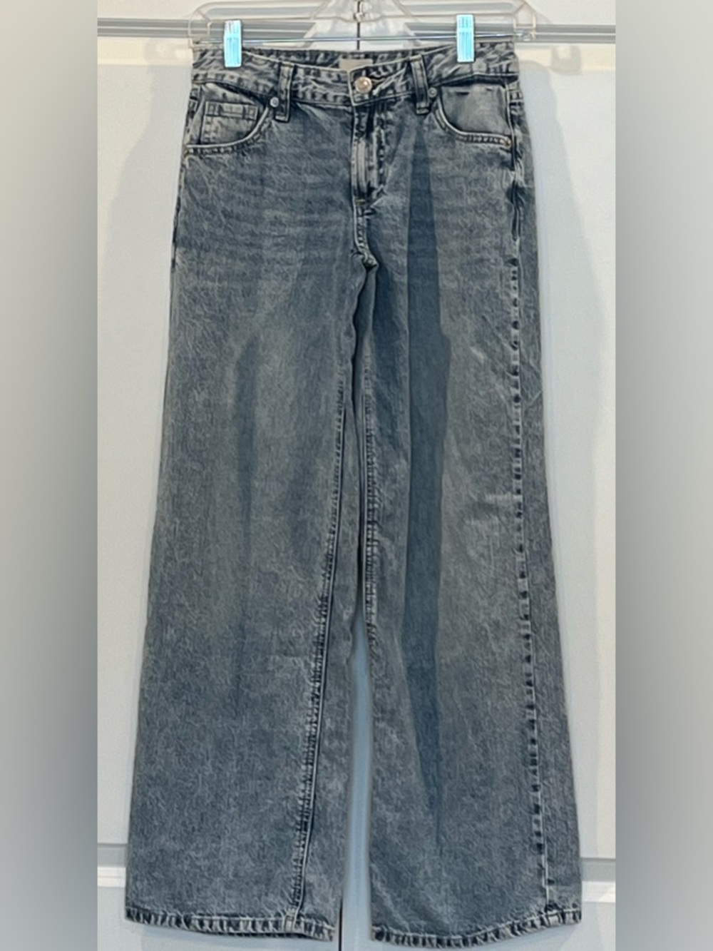 Wide Leg Women's Jeans - Light Blue Denim